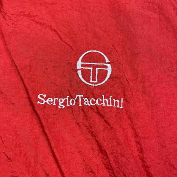 Vintage Sergio Tacchini Jacket Mens 40 Red Blue Windbreaker Embroidered 90s - Picture 3 of 9